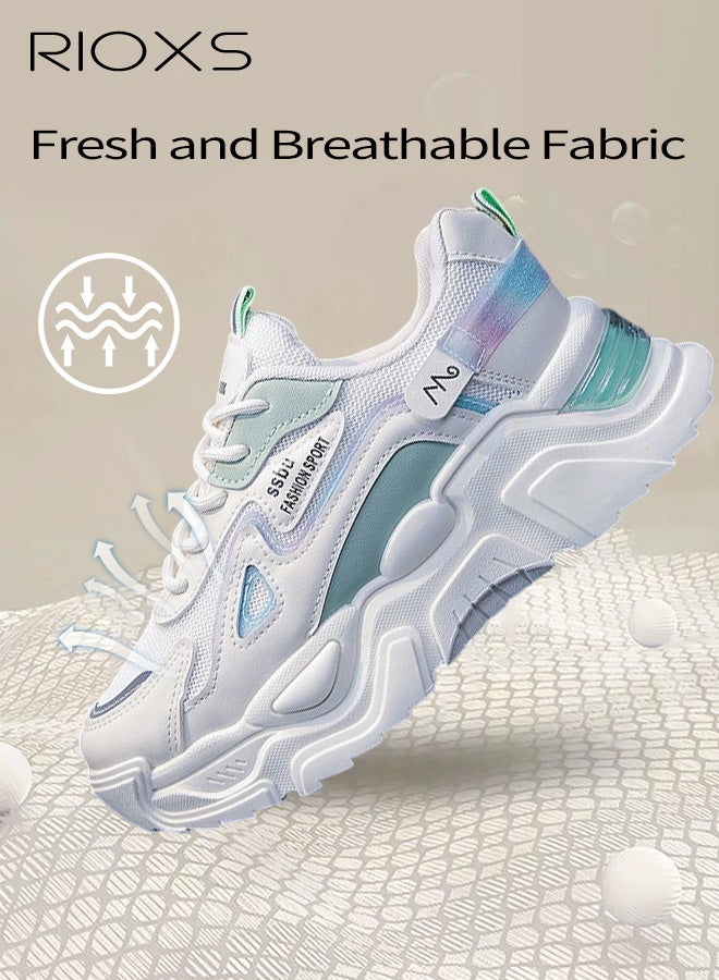 ريوكس حذاء نسائي عالي الجودة، أحذية رياضية مريحة وقابلة للتنفس، حذاء مكشوف بقاعدة سميكة 5 سم لزيادة الارتفاع، حذاء أنيق للنساء مناسب للسير، حذاء رياضي خفيف مقاوم للانزلاق للنساء، حذاء أنيق للملابس الشارعية والملابس اليومية، حذاء رياضي للنساء باللونين الأسود والرمادي - Image 5